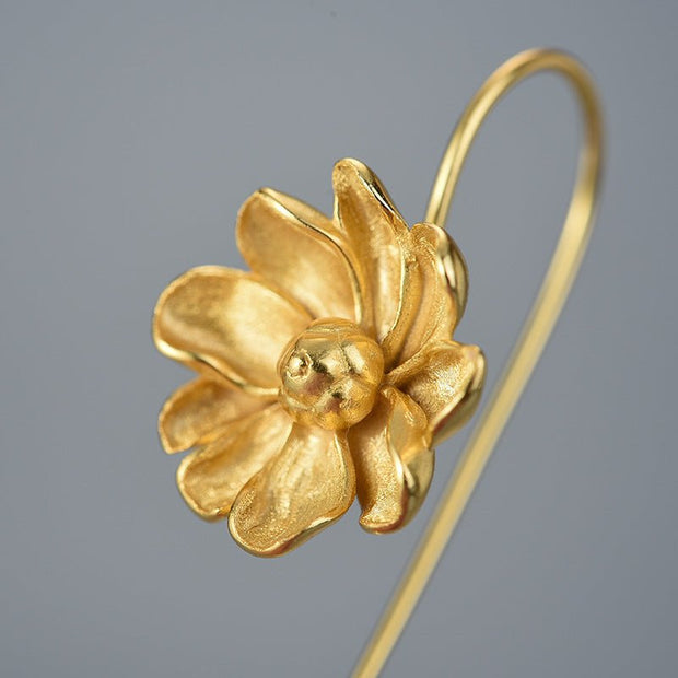 Elegant sterling silver petal long earrings - Tiracisu