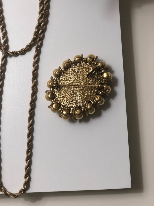 European Medieval Retro Ruby - Imitation Pendant Necklace, Brooch and Earring Set - Tiracisu