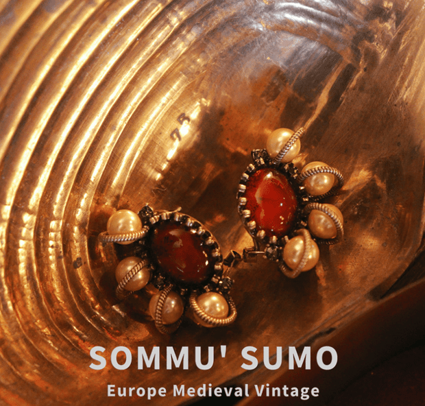 European Medieval Retro Ruby - Imitation Pendant Necklace, Brooch and Earring Set - Tiracisu