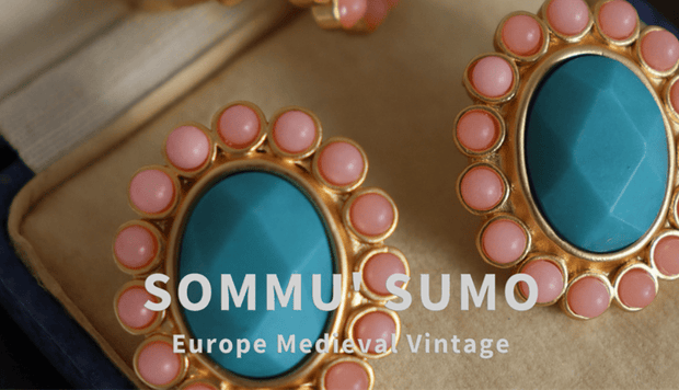 European Retro Style Blue - Green Flower Ring and Earring Set - Tiracisu