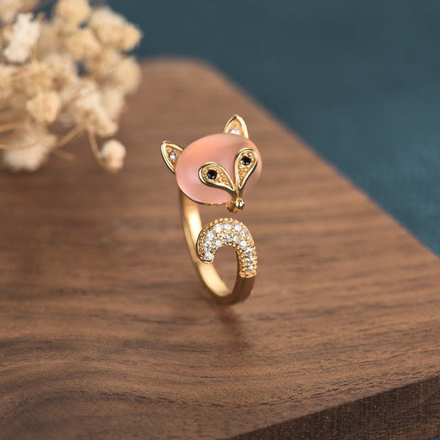 Exquisite and cute fox - shaped real gold plating Ring - Tiracisu