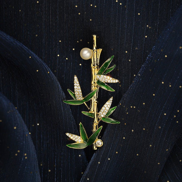 Exquisite bamboo pearl brooch - an oriental elegant embellishment - Tiracisu