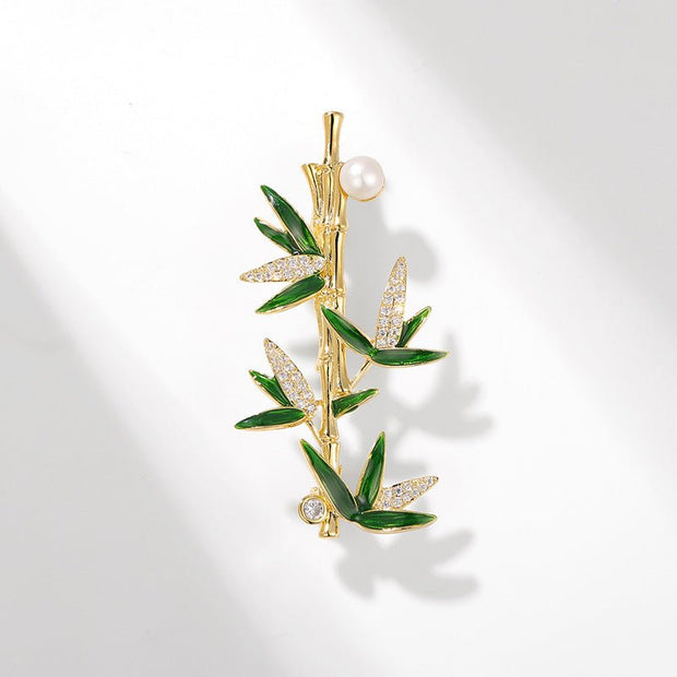 Exquisite bamboo pearl brooch - an oriental elegant embellishment - Tiracisu