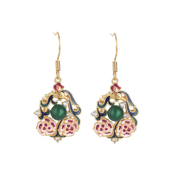 Exquisite floral enamel retro style earrings - Tiracisu