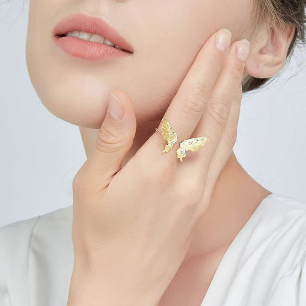 Exquisite Silver Butterfly Ring - Tiracisu
