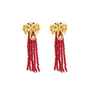 Gold Elephant Tassel Earrings - Tiracisu