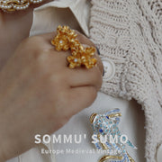 Golden Lotus Vintage Ring - European Medieval Style - Tiracisu