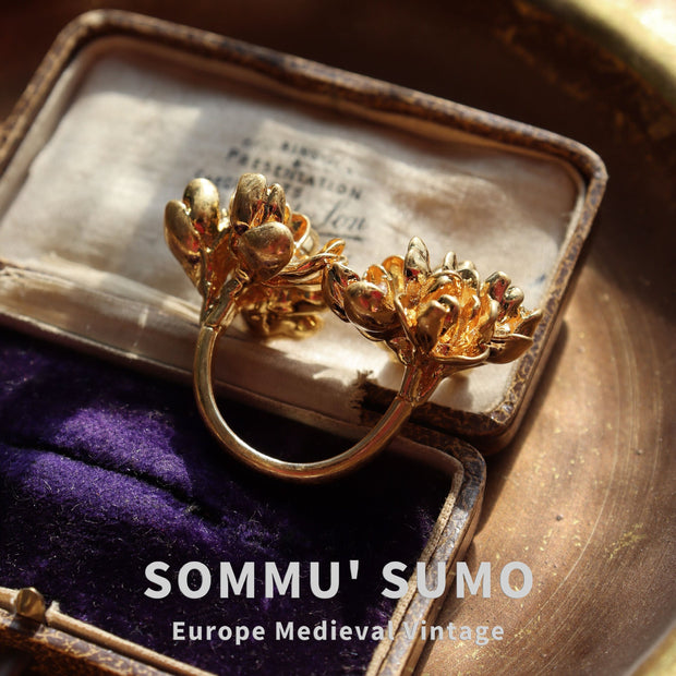 Golden Lotus Vintage Ring - European Medieval Style - Tiracisu