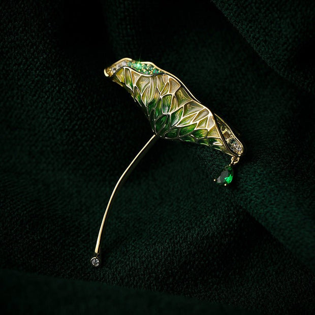 Green Leaf Fairy Lotus Leaf Brooch - Tiracisu