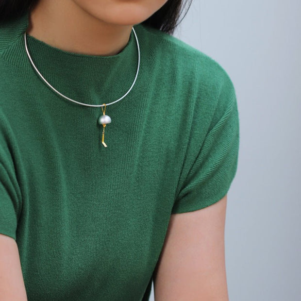 Modern Elegant Sterling Silver Summer Poetry Japanese Wind Chime Pendant Necklace - Tiracisu