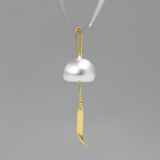 Modern Elegant Sterling Silver Summer Poetry Japanese Wind Chime Pendant Necklace - Tiracisu