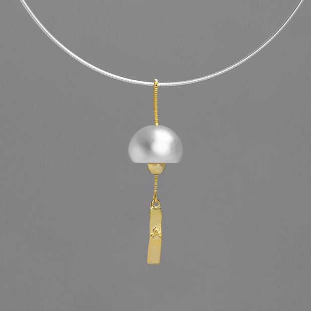 Modern Elegant Sterling Silver Summer Poetry Japanese Wind Chime Pendant Necklace - Tiracisu