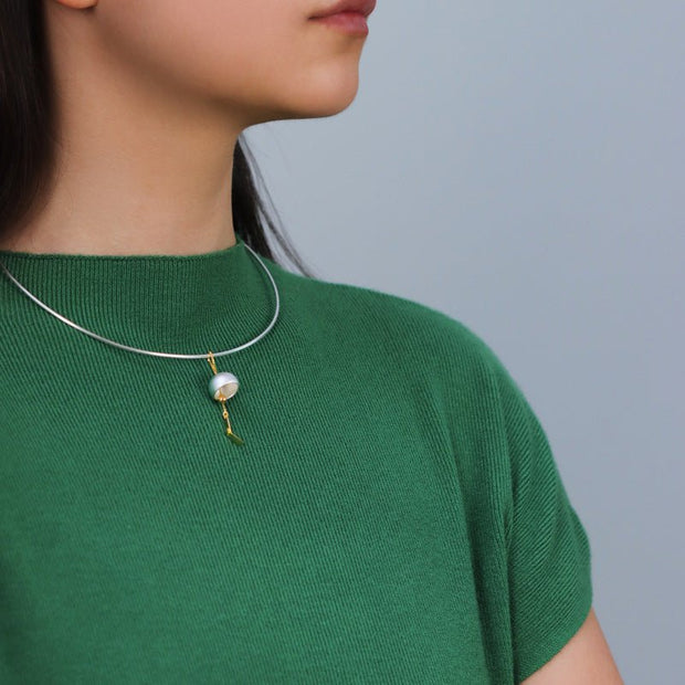 Modern Elegant Sterling Silver Summer Poetry Japanese Wind Chime Pendant Necklace - Tiracisu