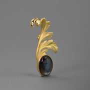 Original sterling silver inlaid moonstone labradorite classical and gorgeous French flower leaf brooch - Tiracisu