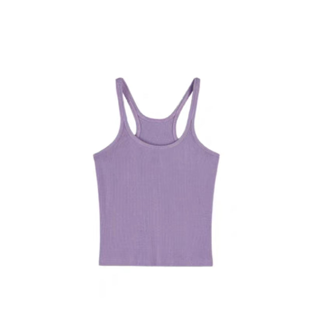 Purple camisole vest for women, sweet girl, inner wear and outer wear, beautiful back knitted short top