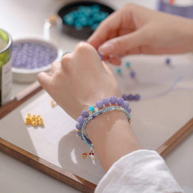 Purple and turquoise romantic combination bracelet - a fusion of nature and art - Tiracisu