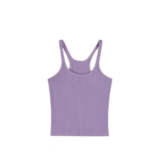 Purple camisole vest for women, sweet girl, inner wear and outer wear, beautiful back knitted short top - Tiracisu