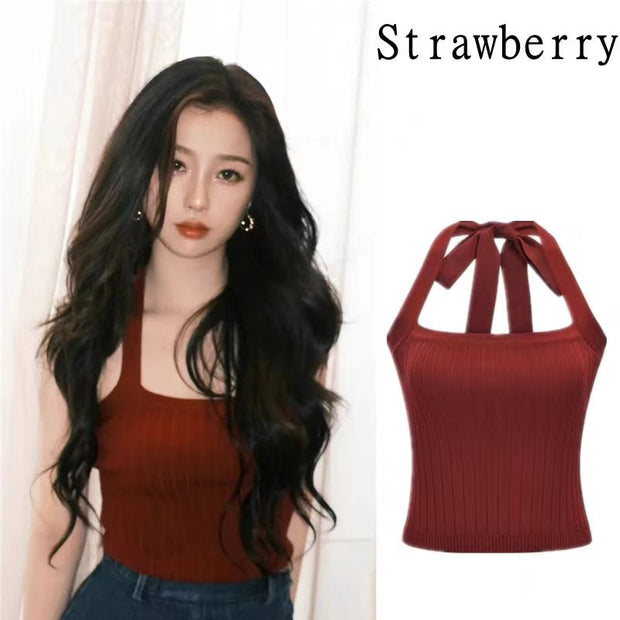 Red halterneck strappy sexy vest - Tiracisu