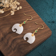 Small white elephant jade real gold plated earrings - Tiracisu