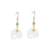 Small white elephant jade real gold plated earrings - Tiracisu