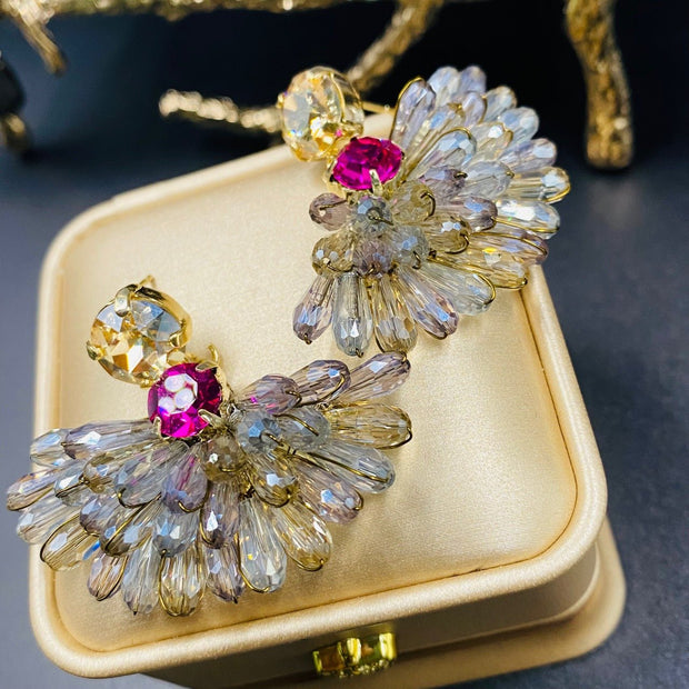 Sparkling Crystal Wing Design Earrings - Tiracisu