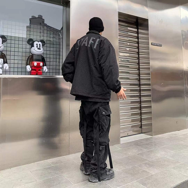 S.view cracked reflective padded jacket autumn and winter street hip - hop loose lapel jacket - Tiracisu