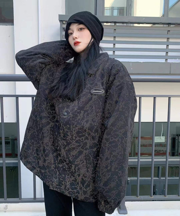 S.view cracked reflective padded jacket autumn and winter street hip - hop loose lapel jacket - Tiracisu